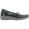 KOZI Women Comfort Casual Shoe ML3254 Wedge Slip-On Loafer Black Patent