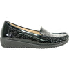 KOZI Women Comfort Casual Shoe ML3255 Wedge Slip-On Loafer Black Patent