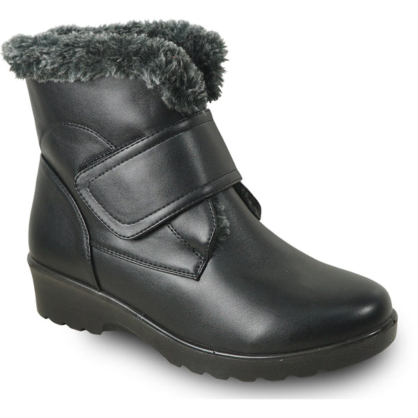 VANGELO Women Winter Fur Boot JL2576 Ankle Casual Boot BLACK