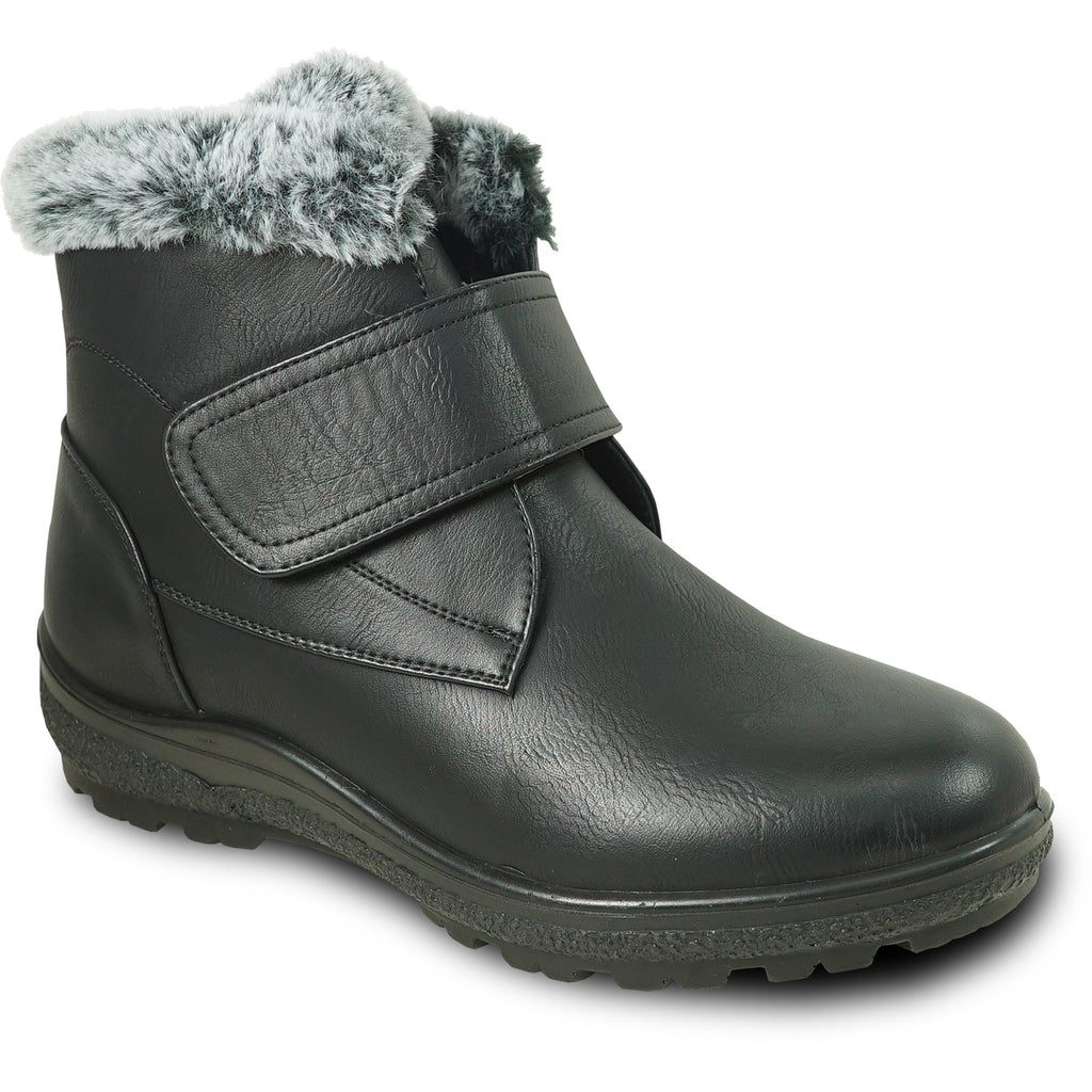 VANGELO Canada Women Boot JL2576 Ankle Winter Fur Casual Boot Black – Ice Cleat Outsole