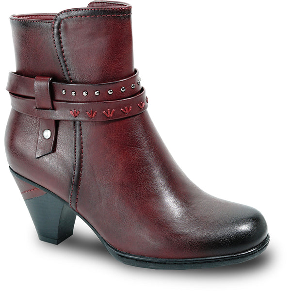 VANGELO Women Boot HF5428 Ankle Dress Boot Bordo