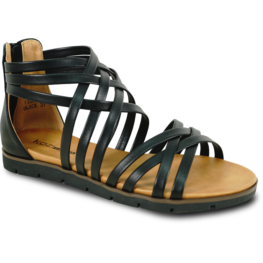 VANGELO Women Sandal FIONA-2 Comfort Flat Sandal Black