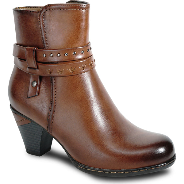 VANGELO Women Boot HF5428 Ankle Dress Boot BROWN