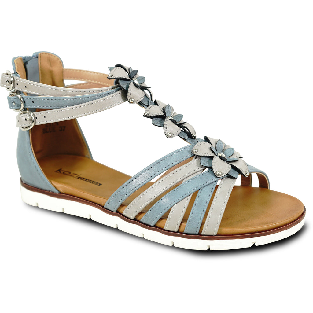 VANGELO Women Sandal LILA Comfort Flat Sandal Blue