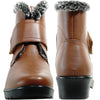 VANGELO Women Winter Fur Boot JL2576 Ankle Casual Boot Brown - with Ice Cleat Outsole