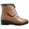 VANGELO Women Winter Fur Boot JL2576 Ankle Casual Boot Brown - with Ice Cleat Outsole