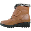 VANGELO Women Winter Fur Boot JL2576 Ankle Casual Boot Brown - with Ice Cleat Outsole