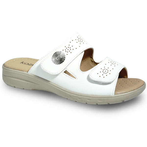 kozi Women Sandal OY5125 Comfort Wedge Sandal White