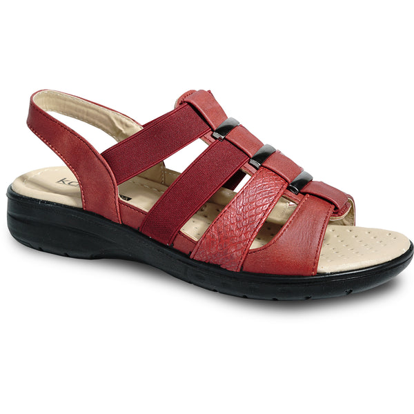 kozi Women Sandal OY5126 Comfort Wedge Sandal Red