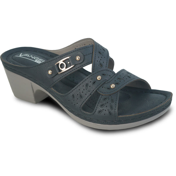 VANGELO Women Sandal YQ3151 Comfort Wedge Sandal Black