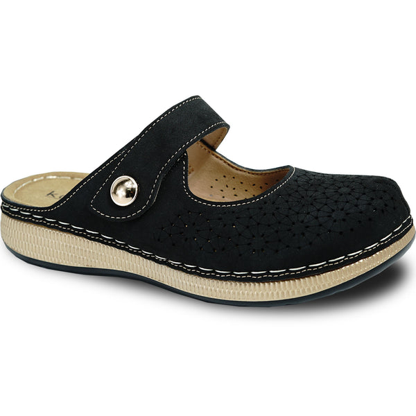 KOZI Women Comfort Casual Shoe YQ6004 Mule Flat Sandal Black