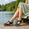 KOZI Women Comfort Casual Shoe YQ6005 Wedge Flat Sandal Black