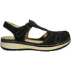 KOZI Women Comfort Casual Shoe YQ6005 Wedge Flat Sandal Black