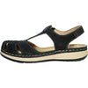 KOZI Women Comfort Casual Shoe YQ6005 Wedge Flat Sandal Black