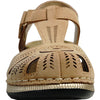 KOZI Women Comfort Casual Shoe YQ6005 Wedge Flat Sandal Camel