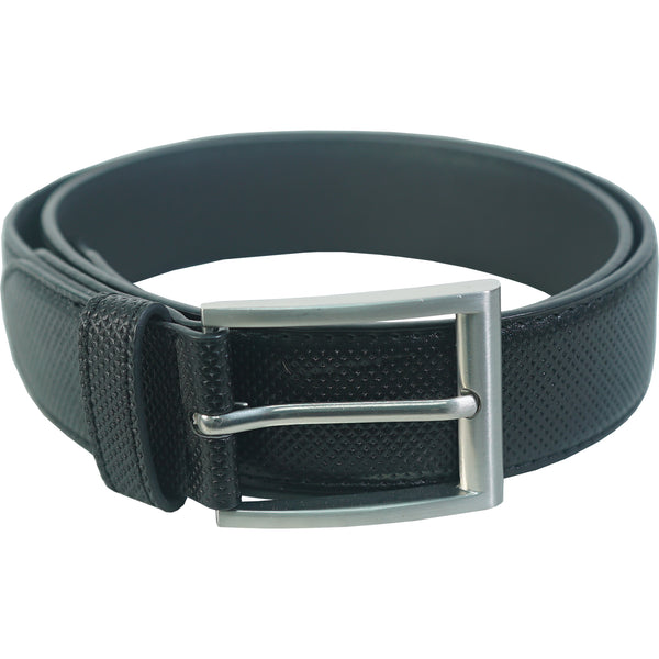 Vangelo Men Classic Dress Belt Black Debossed