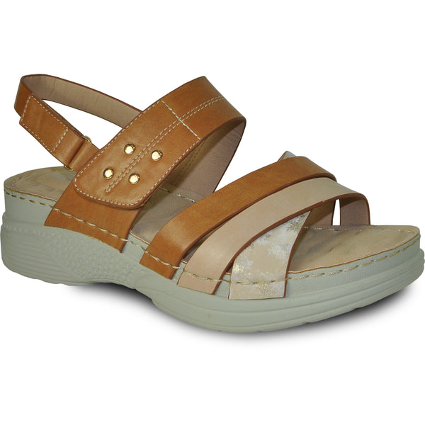 VANGELO Women Sandal CLARA Wedge Sandal Camel