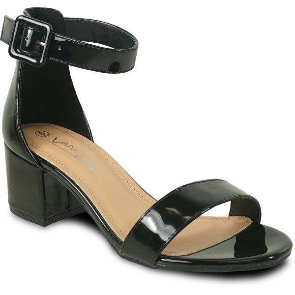 VANGELO Women Sandal DARCIE-23 Heel Party Prom & Wedding Sandal Black Patent