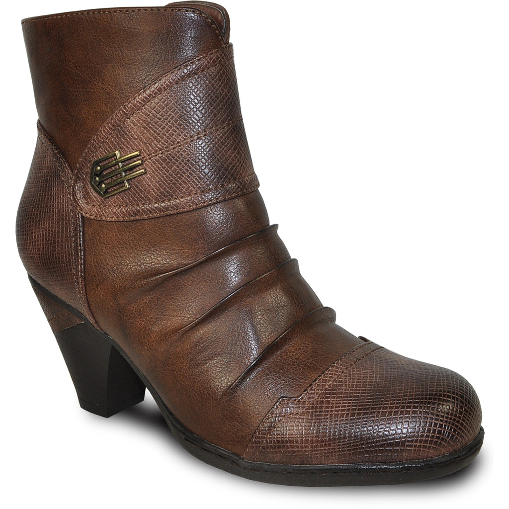 VANGELO Women Boot HF8400 Ankle Dress Boot Brown