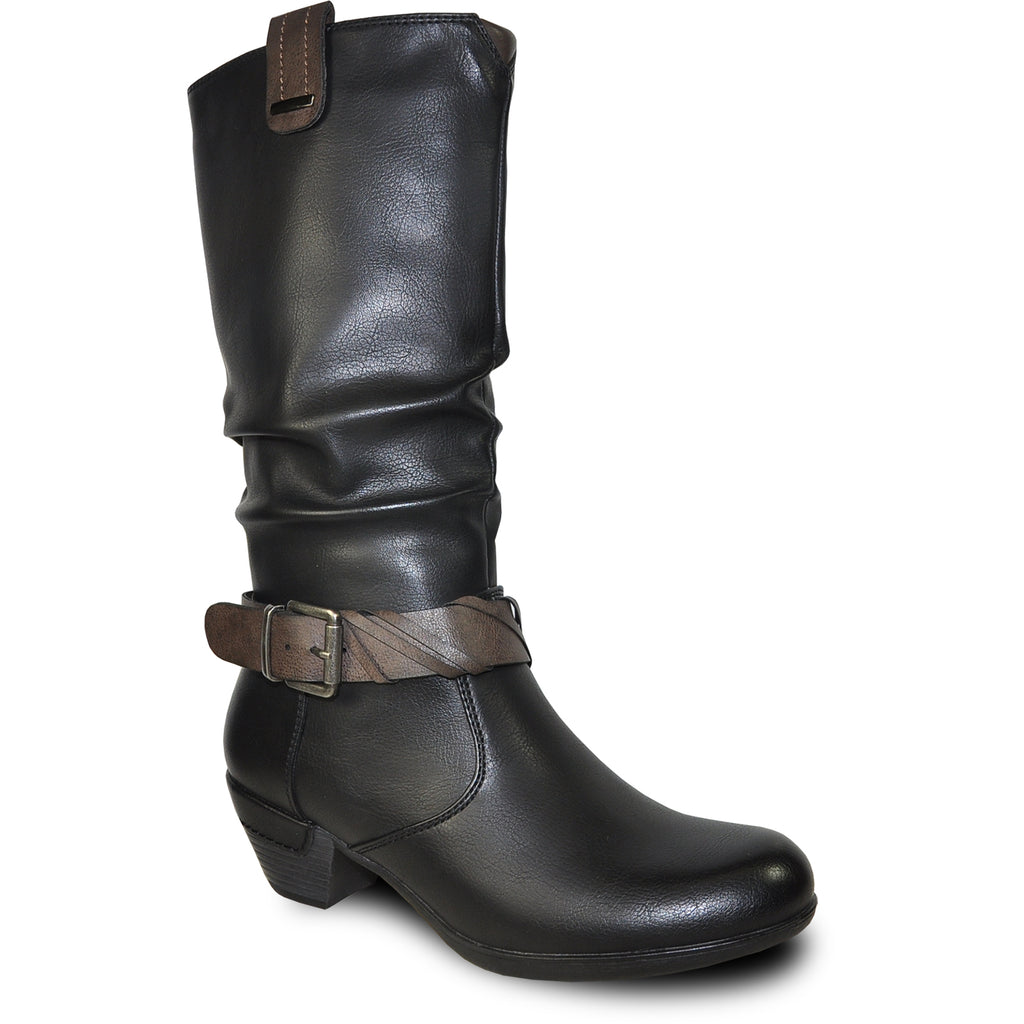 VANGELO Women Boot HF8421 Knee High Dress Boot Black
