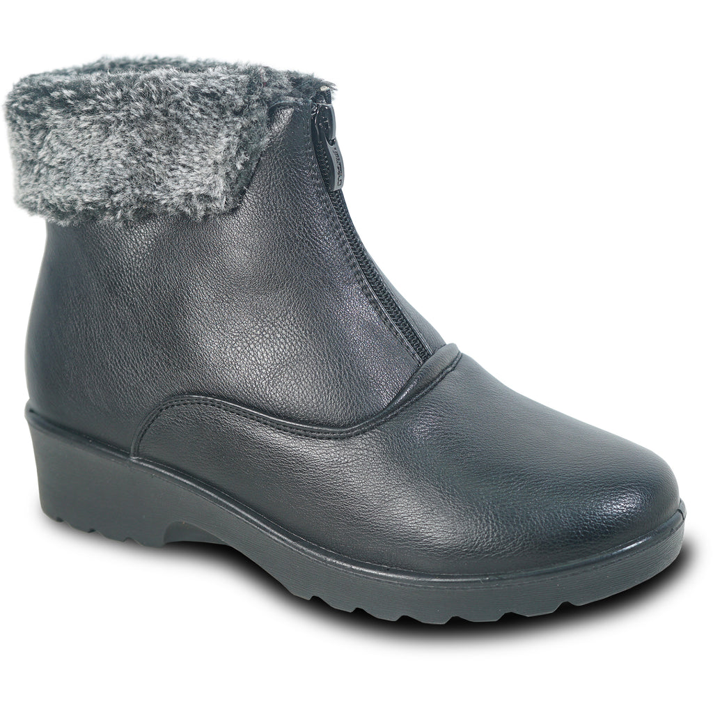 VANGELO Women Winter Fur Boot JL3581 Ankle Casual Boot BLACK