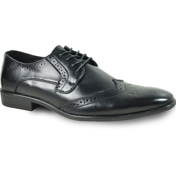 BRAVO Men Dress Shoe KING-2 Wingtip Oxford Shoe Black