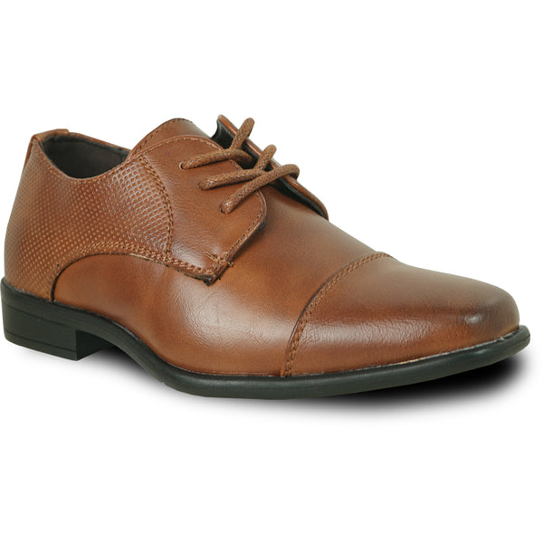 BRAVO Boy Dress Shoe KING-6KID Oxford Shoe School Uniform Cognac