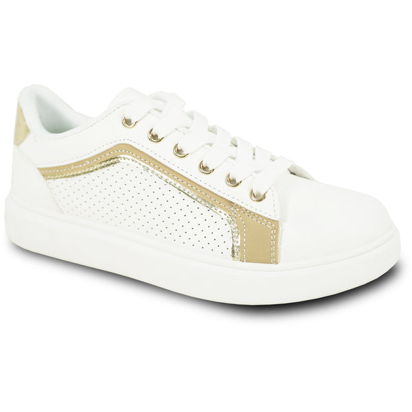 KOZI Women Fashion Sneaker MG3275 Wedge Platform with Removable Insole Gold