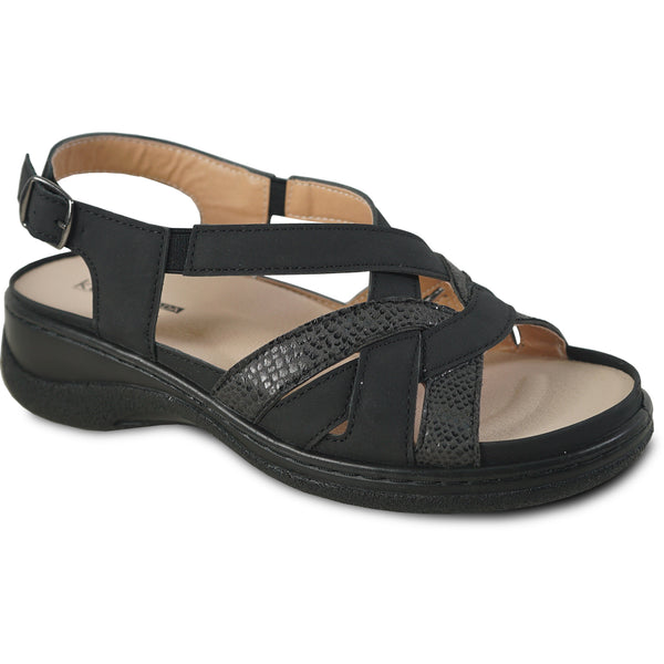 KOZI Women Comfort Casual Sandal OY3130 Wedge Sandal Black – Replaceable Orthopedic Footbed