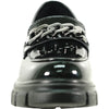 KOZI Women Comfort Dress Shoe OY3301 Platform Chunky Heel Pump Penny Loafer Slip-on Black Patent with Removable Insole