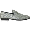 BRAVO Men Dress Shoe PROM-1 Loafer Shoe for Prom & Wedding Silver