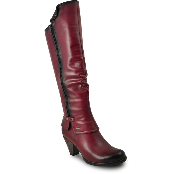 VANGELO Women Boot SD7408 Knee High Dress Boot Bordo Red