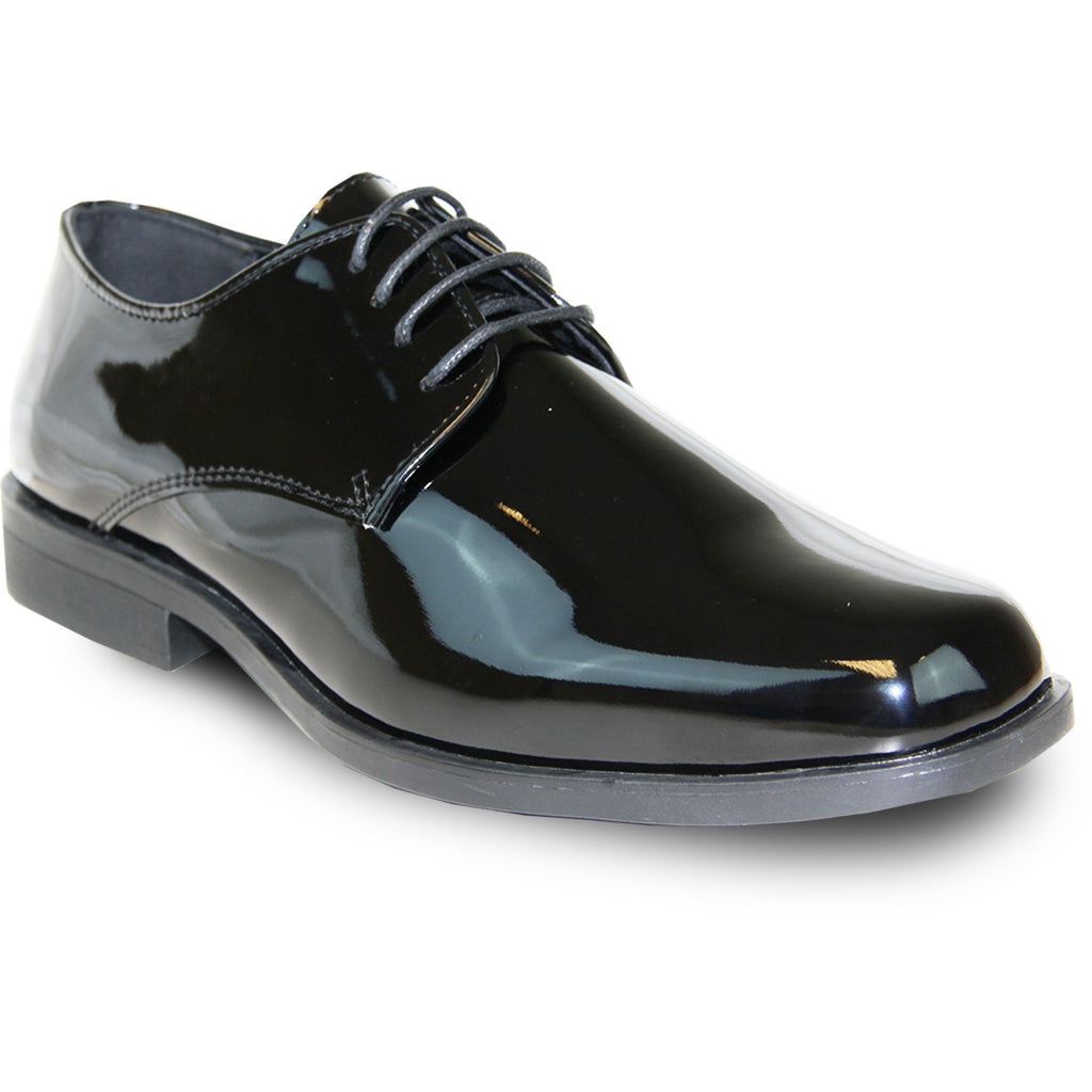 VANGELO Men Dress Shoe TUX 1 Oxford Formal Tuxedo for Prom Wedding Black Patent Wide Width Available