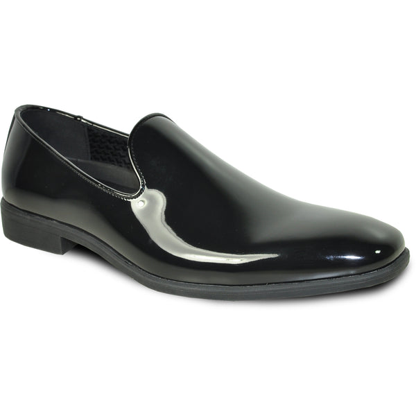 VANGELO Men Dress Shoe VALLO-3 Loafer Formal Tuxedo for Prom & Wedding Black Patent - Wide Width Available - Ortholite Insole