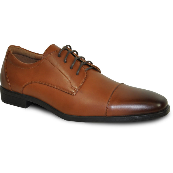 VANGELO Men Dress Shoe VALLO-4 Oxford Formal Tuxedo for Prom and Wedding Brown Matte - Wide Width Available - Ortholite Insole
