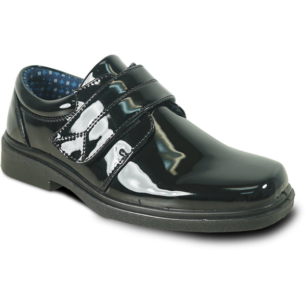 BRAVO Boy Dress Shoe WILLIAM-2KID Oxford Shoe School Uniform Black Patent