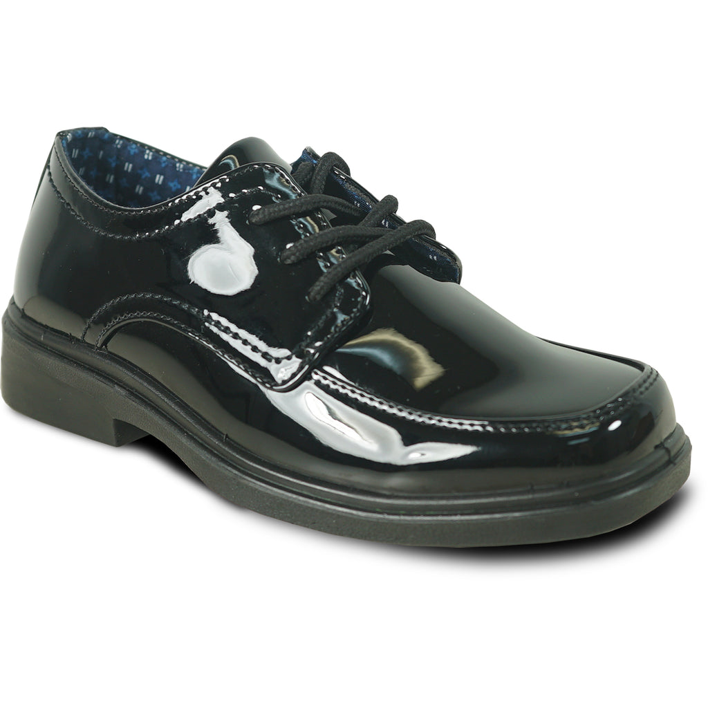 BRAVO Boy Dress Shoe WILLIAM-4KID Loafer Shoe School Uniform Black Patent